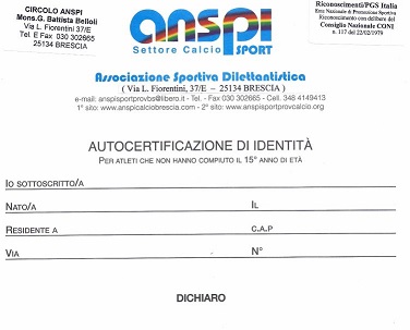 AUTOCERTIFICAZIONE IDENTITA