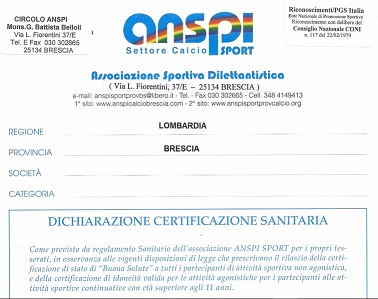 CERTIFICAZIONE SANITARIA