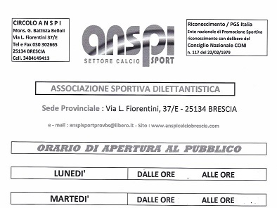ORARI APERTURA